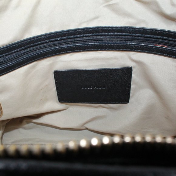 Cole Haan Black Genuine Leather Woven Design Tote Shoulder Bag - Picture 8 of 10